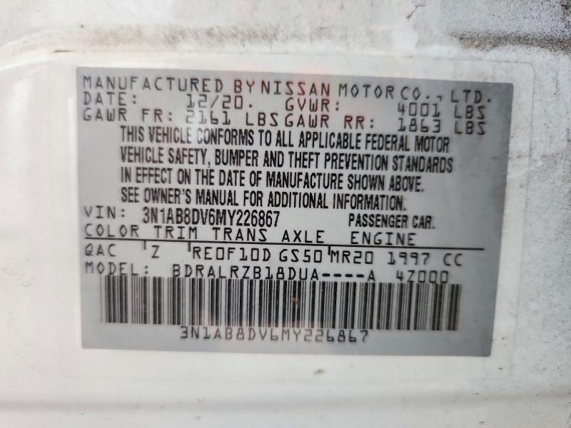 78451045 :رقم المزاد ، 3N1AB8DV6MY226867 vin ، 2021 Nissan Sentra مزاد بيع
