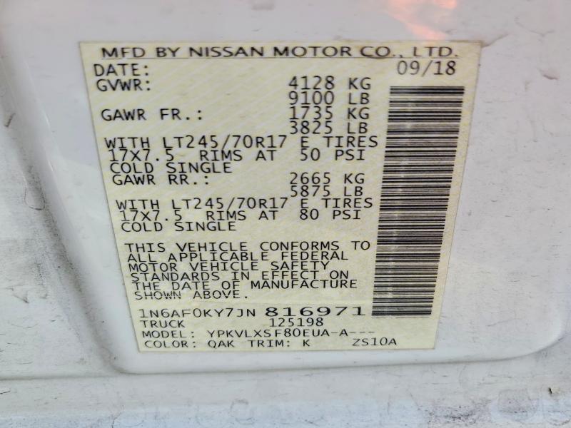 75285205 :رقم المزاد ، 1N6AF0KY7JN816971 vin ، 2018 Nissan Nv مزاد بيع