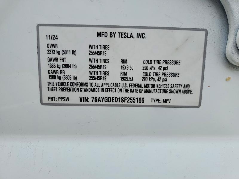 Продажа на аукционе авто 2025 Tesla Model Y, vin: 7SAYGDED1SF255166, номер лота: 76952885