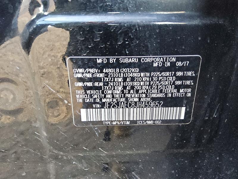 2018 Subaru Forester მანქანა იყიდება აუქციონზე, vin: JF2SJAEC8JH459652, აუქციონის ნომერი: 77952865