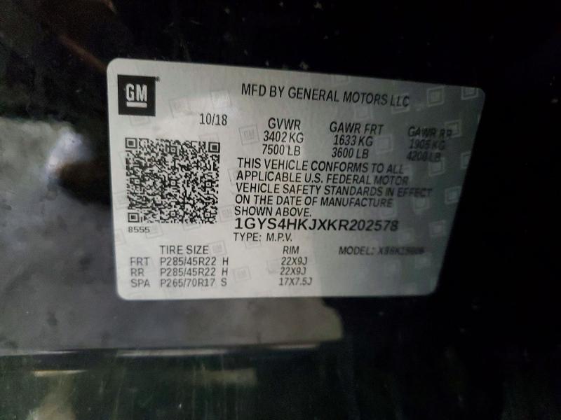 Продаж на аукціоні авто 2019 Cadillac Escalade, vin: 1GYS4HKJXKR202578, номер лоту: 76992125