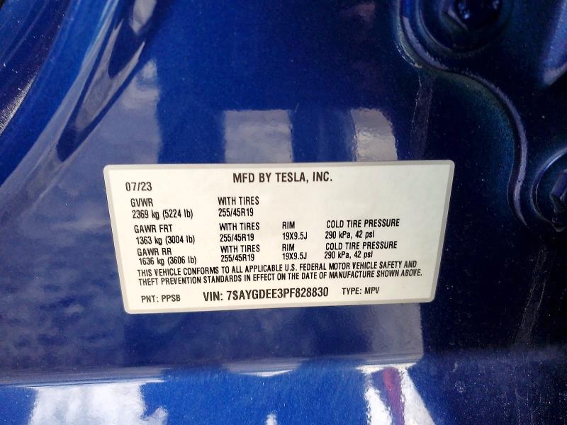 75173715 :رقم المزاد ، 7SAYGDEE3PF828830 vin ، 2023 Tesla Model Y مزاد بيع