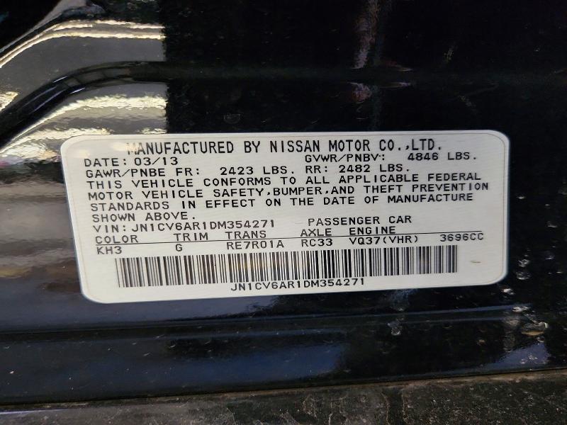 78974025 :رقم المزاد ، JN1CV6AR1DM354271 vin ، 2013 Infiniti G37 Sedan مزاد بيع