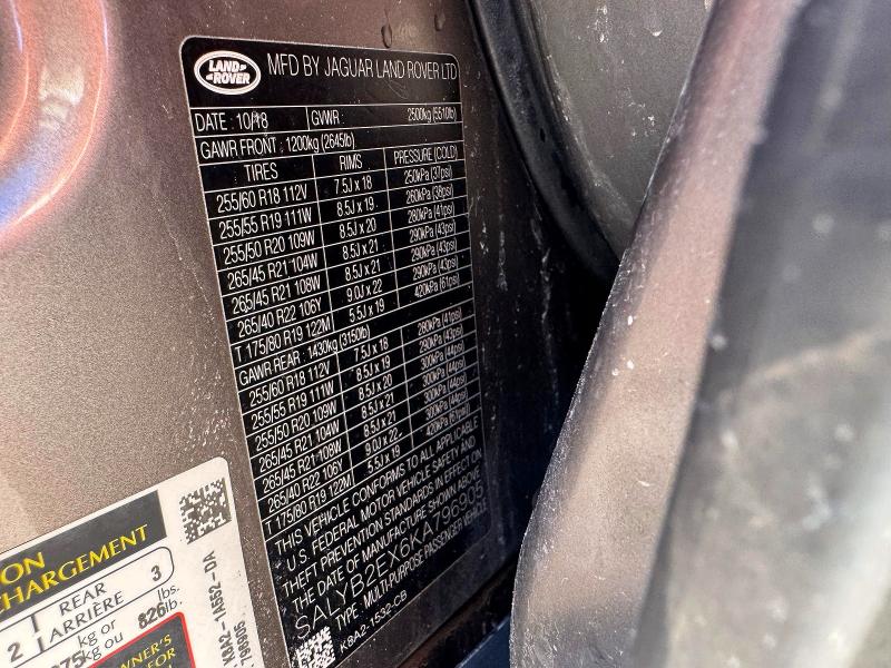 Aukcja sprzedaży 2019 Land Rover Range Rove, vin: SALYB2EX6KA796905, numer aukcji: 77985435
