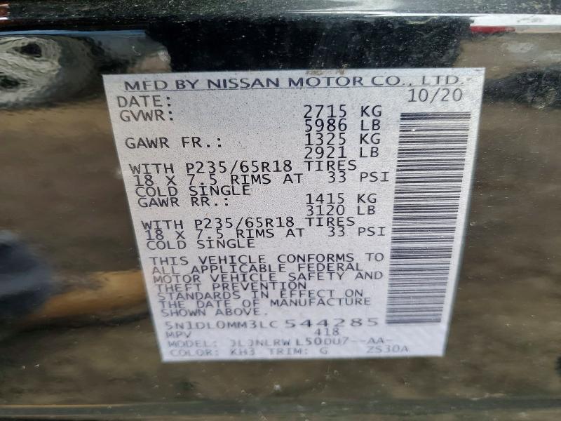 Продажа на аукционе авто 2020 Infiniti Qx60, vin: 5N1DL0MM3LC544285, номер лота: 75964595