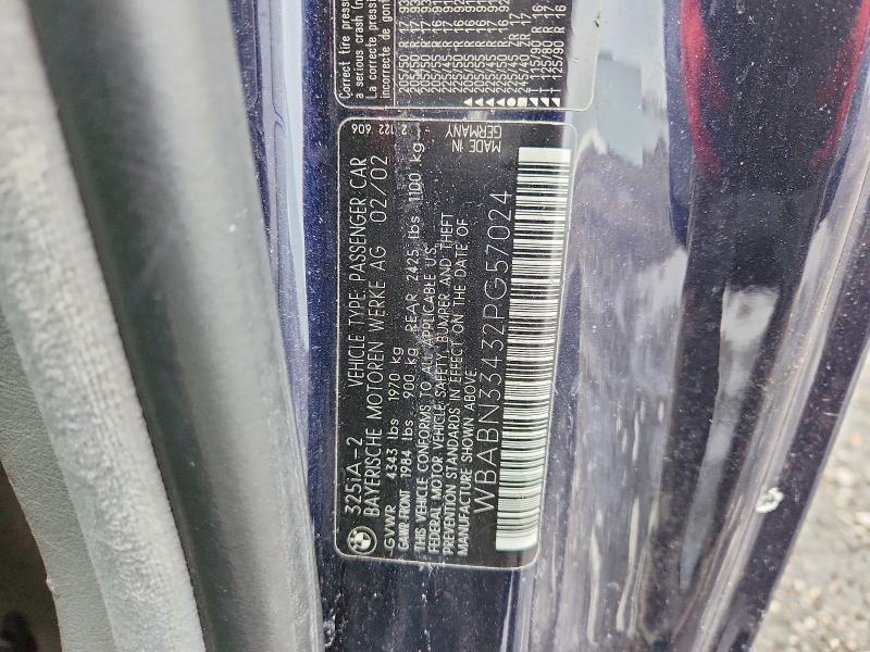 Продажа на аукционе авто 2002 Bmw 325, vin: WBABN33432PG57024, номер лота: 76463125