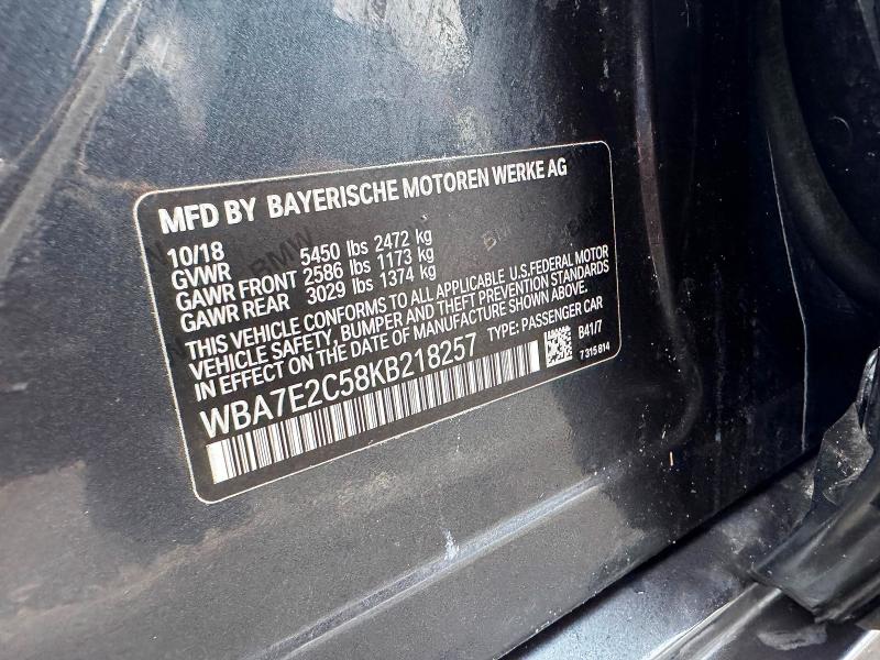 Продажа на аукционе авто 2019 Bmw 740 I, vin: WBA7E2C58KB218257, номер лота: 77435695