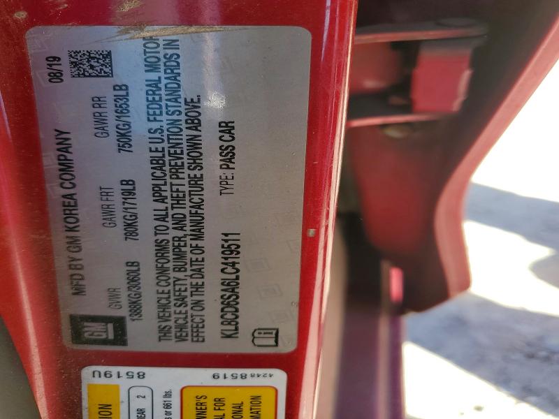 Aukcja sprzedaży 2020 Chevrolet Spark, vin: KL8CD6SA6LC419511, numer aukcji: 78143285