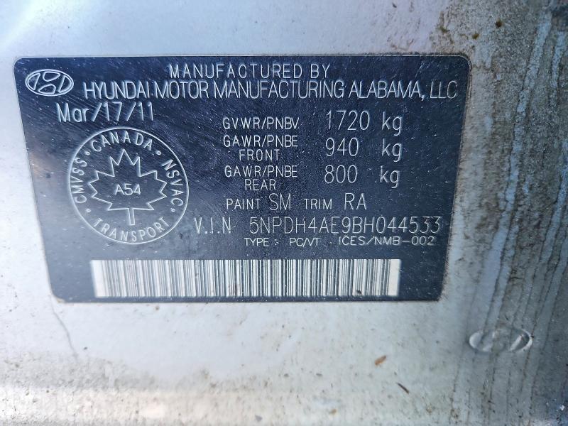 Aukcja sprzedaży 2011 Hyundai Elantra, vin: 5NPDH4AE9BH044533, numer aukcji: 99314695