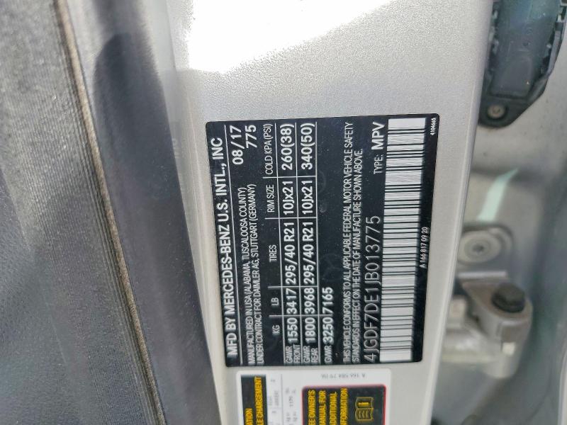 78372065 :رقم المزاد ، 4JGDF7DE1JB013775 vin ، 2018 Mercedes-benz Gls مزاد بيع