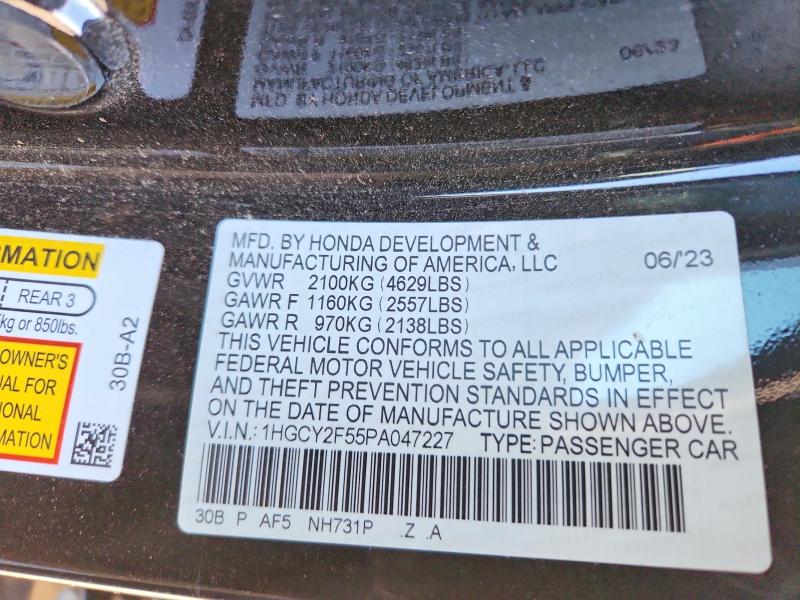 Aukcja sprzedaży 2023 Honda Accord, vin: 1HGCY2F55PA047227, numer aukcji: 77307815