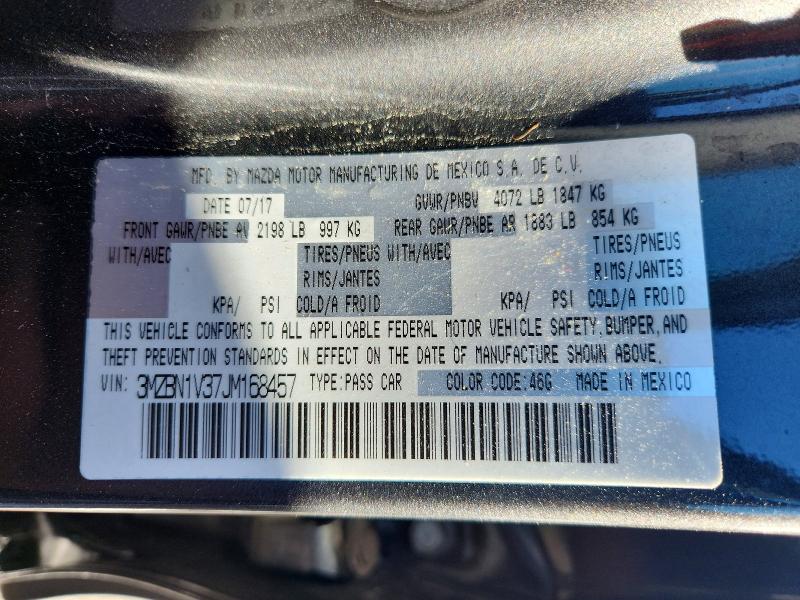 Продаж на аукціоні авто 2018 Mazda 3, vin: 3MZBN1V37JM168457, номер лоту: 78136225