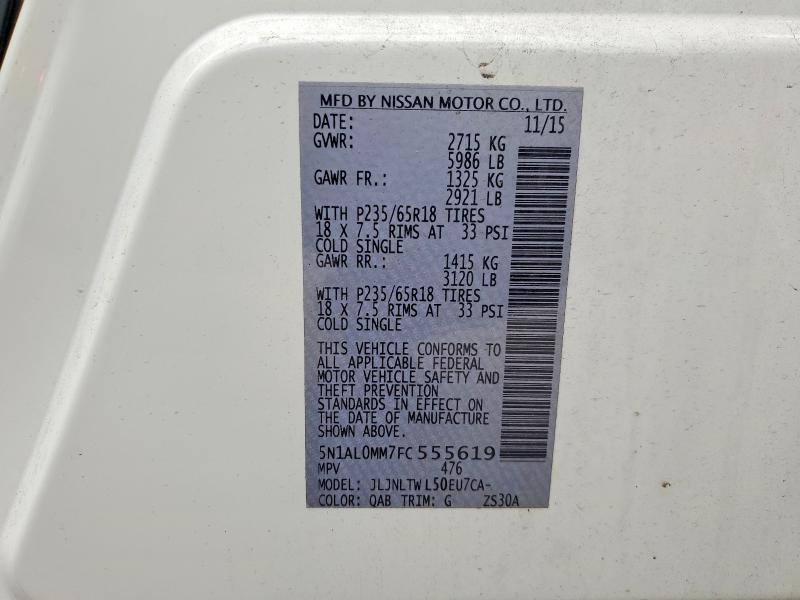 2015 Infiniti Qx60 მანქანა იყიდება აუქციონზე, vin: 5N1AL0MM7FC555619, აუქციონის ნომერი: 78269505
