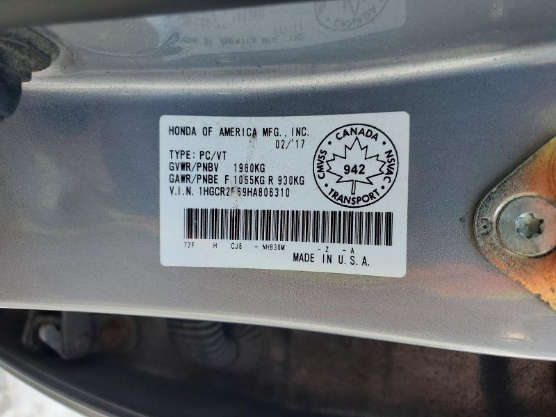 Aukcja sprzedaży 2017 Honda Accord, vin: 1HGCR2F69HA806310, numer aukcji: 75542545
