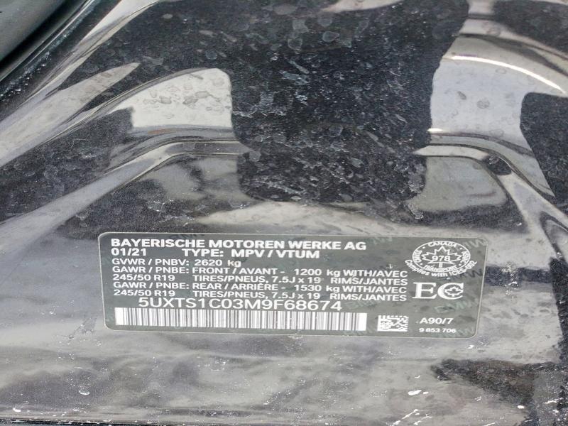 74060485 :رقم المزاد ، 5UXTS1C03M9F68674 vin ، 2021 Bmw X3 مزاد بيع