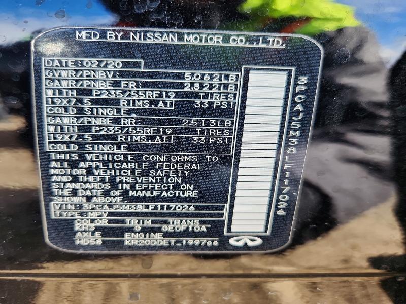 2020 Infiniti Qx50 მანქანა იყიდება აუქციონზე, vin: 3PCAJ5M38LF117026, აუქციონის ნომერი: 78361025