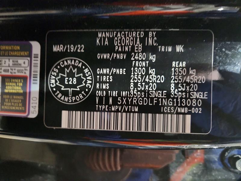 Aukcja sprzedaży 2022 Kia Sorento, vin: 5XYRGDLF1NG113080, numer aukcji: 78440635