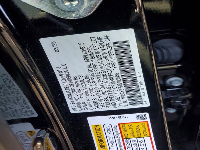 Aukcja sprzedaży 2025 Honda Accord, vin: 1HGCY2F51SA039456, numer aukcji: 79274745
