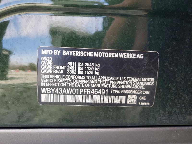 77280655 :رقم المزاد ، WBY43AW01PFR46491 vin ، 2023 Bmw I4 مزاد بيع