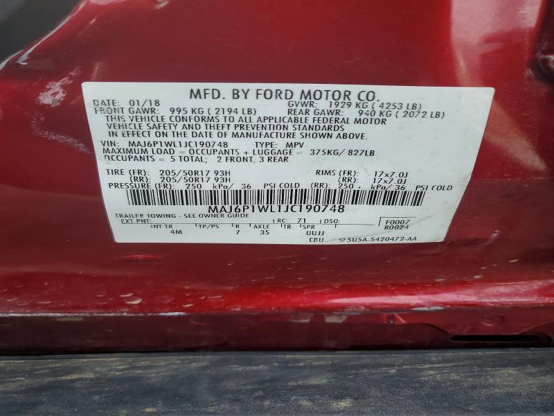 Продажа на аукционе авто 2018 Ford Ecosport, vin: MAJ6P1WL1JC190748, номер лота: 77702845