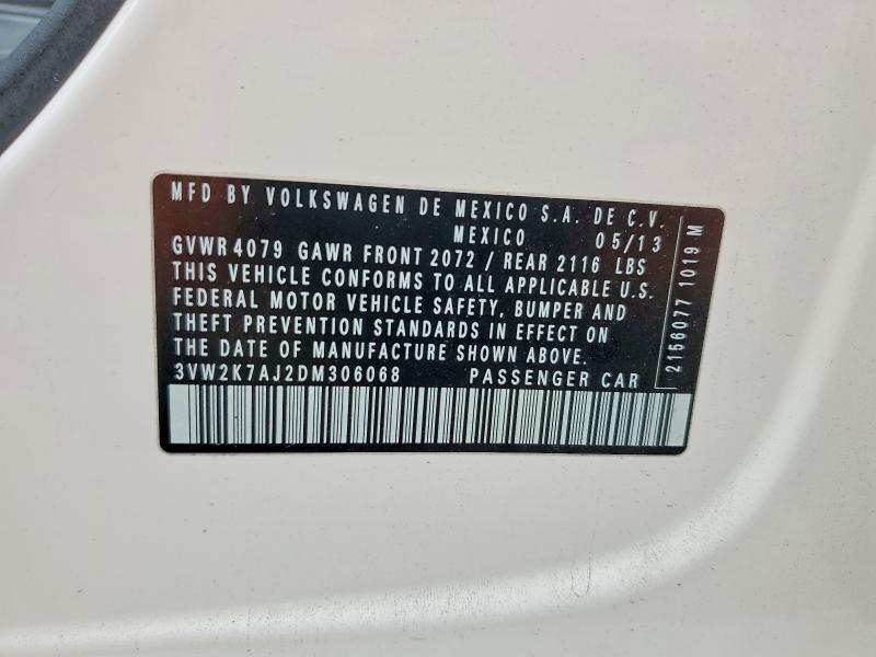 Продаж на аукціоні авто 2013 Volkswagen Jetta, vin: 3VW2K7AJ2DM306068, номер лоту: 77780715