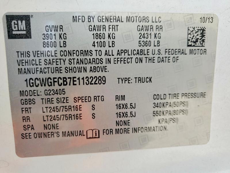 74124595 :رقم المزاد ، 1GCWGFCB7E1132289 vin ، 2014 Chevrolet Express مزاد بيع