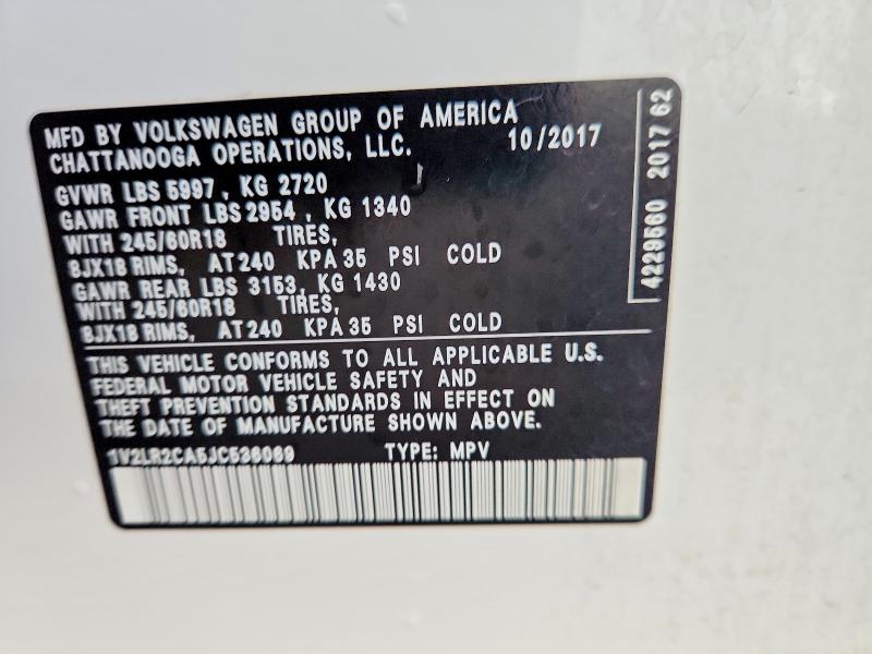 Aukcja sprzedaży 2018 Volkswagen Atlas, vin: 1V2LR2CA5JC536069, numer aukcji: 77438895