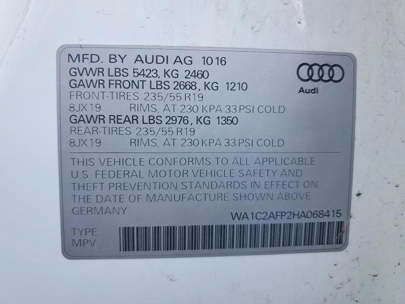Продажа на аукционе авто 2017 Audi Q5, vin: WA1C2AFP2HA068415, номер лота: 75872405
