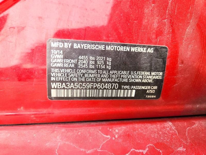 75635045 :رقم المزاد ، WBA3A5C59FP604870 vin ، 2015 Bmw 328 مزاد بيع