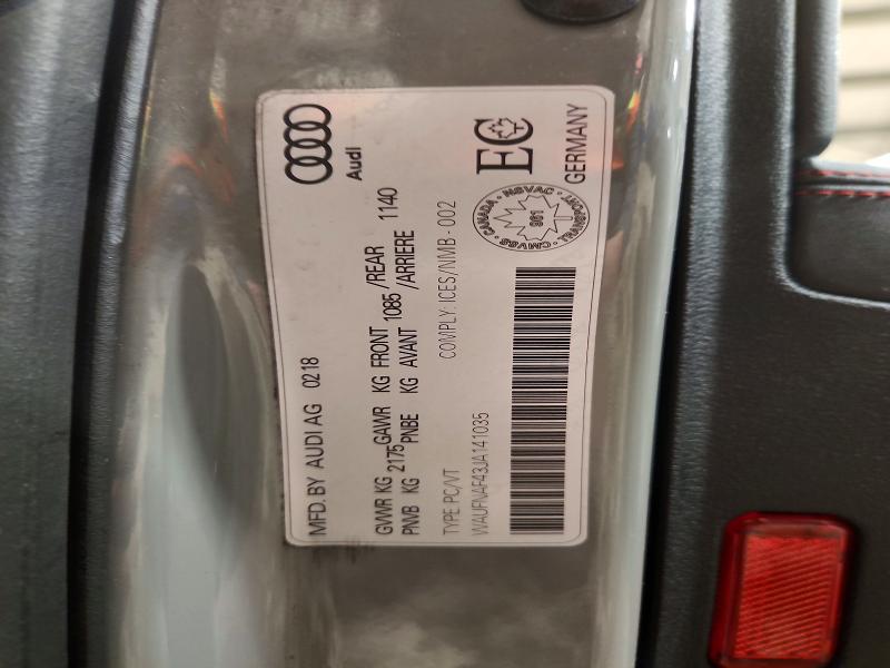 2018 Audi A4 მანქანა იყიდება აუქციონზე, vin: WAUFNAF43JA141035, აუქციონის ნომერი: 75890335