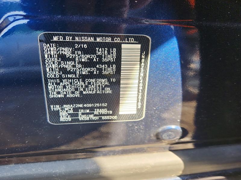Aukcja sprzedaży 2016 Infiniti Qx80, vin: JN8AZ2NE4G9125152, numer aukcji: 76737705