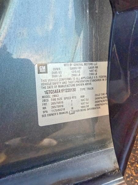 Auction sale of the 2015 Gmc Canyon, vin: 1GTG5AEA1F1220130, lot number: 76258895