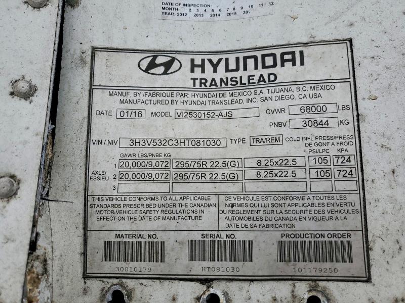 77385155 :رقم المزاد ، 3H3V532C3HT081030 vin ، 2017 Hyundai 53ft Tralr مزاد بيع