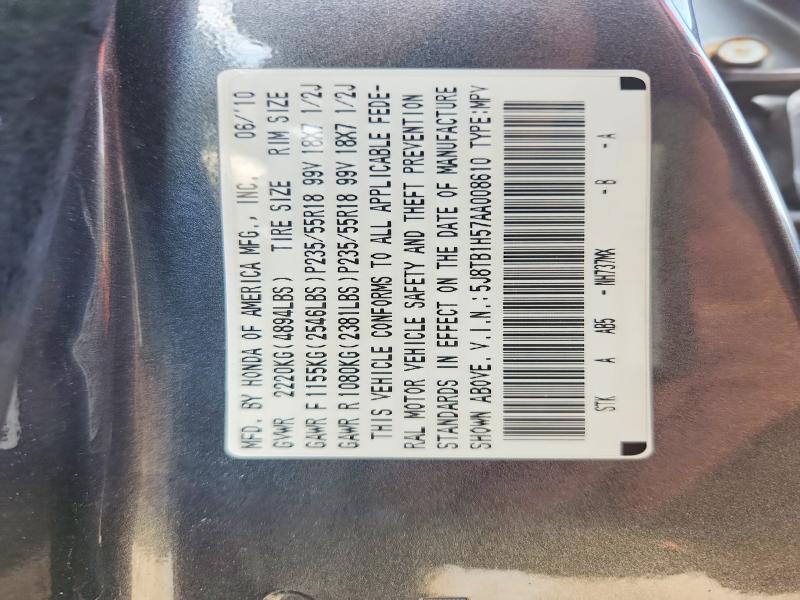 2010 Acura Rdx მანქანა იყიდება აუქციონზე, vin: 5J8TB1H57AA008610, აუქციონის ნომერი: 76430825