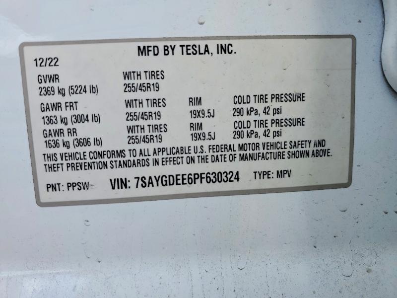Продажа на аукционе авто 2023 Tesla Model Y, vin: 7SAYGDEE6PF630324, номер лота: 78097435