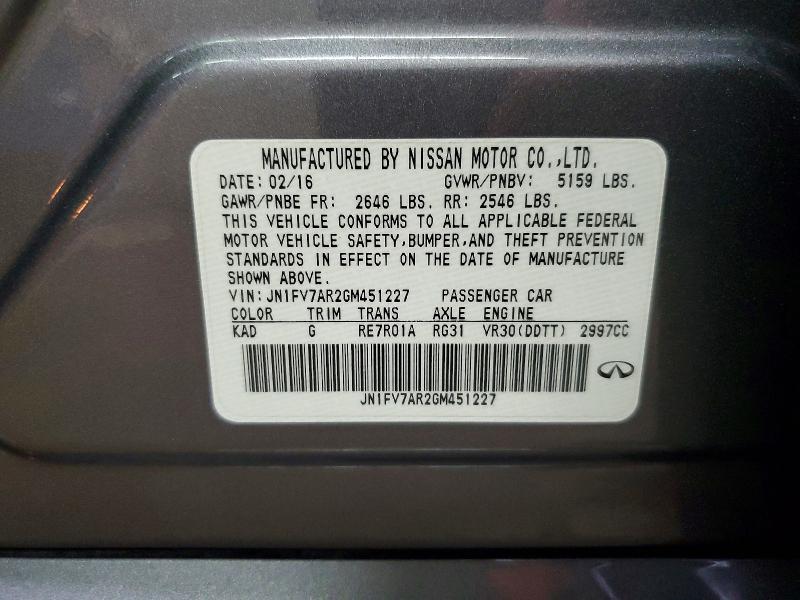 Продаж на аукціоні авто 2016 Infiniti Q50, vin: JN1FV7AR2GM451227, номер лоту: 78506225