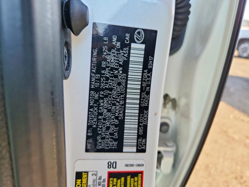 2020 Lexus Es 350 მანქანა იყიდება აუქციონზე, vin: 58ADZ1B11LU056839, აუქციონის ნომერი: 79356205