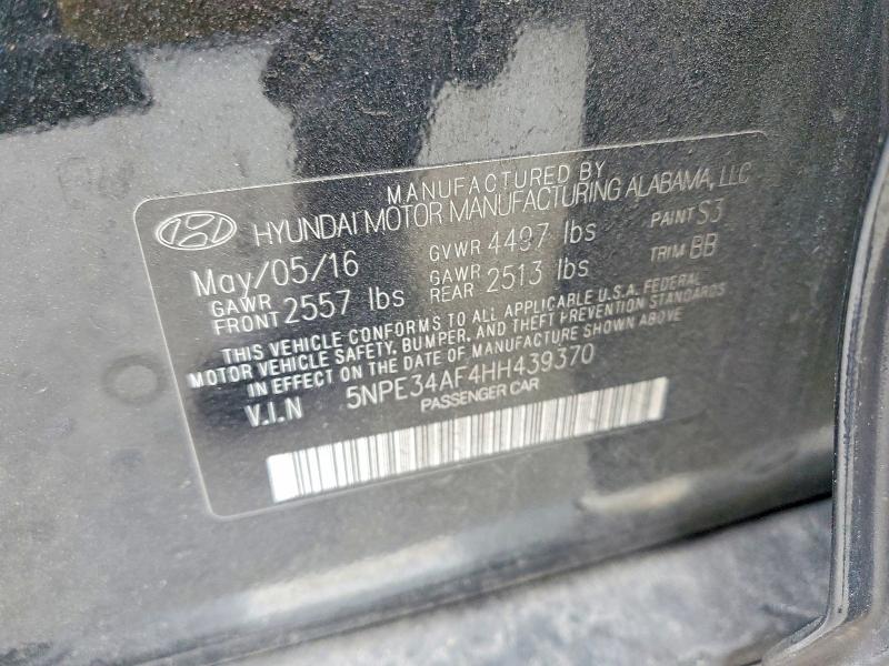 76133245 :رقم المزاد ، 5NPE34AF4HH439370 vin ، 2017 Hyundai Sonata مزاد بيع