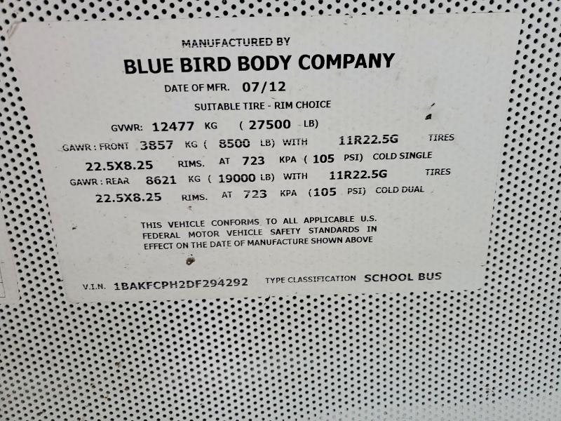 Продаж на аукціоні авто 2013 Blub School Bus, vin: 1BAKFCPH2DF294292, номер лоту: 76010695