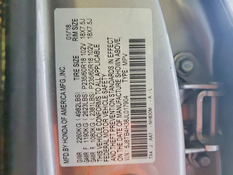 2018 Acura Rdx მანქანა იყიდება აუქციონზე, vin: 5J8TB4H38JL017904, აუქციონის ნომერი: 73382655