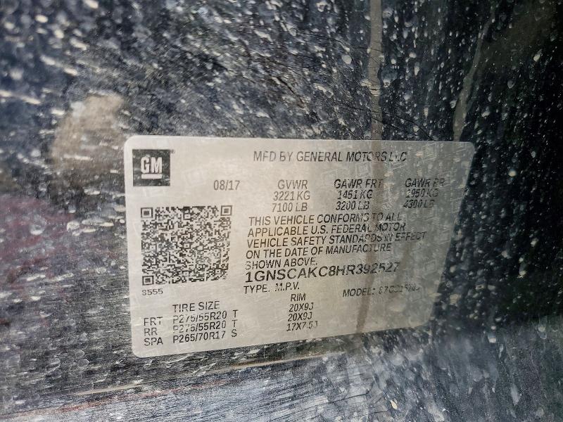 2017 Chevrolet Tahoe მანქანა იყიდება აუქციონზე, vin: 1GNSCAKC8HR392527, აუქციონის ნომერი: 78302335