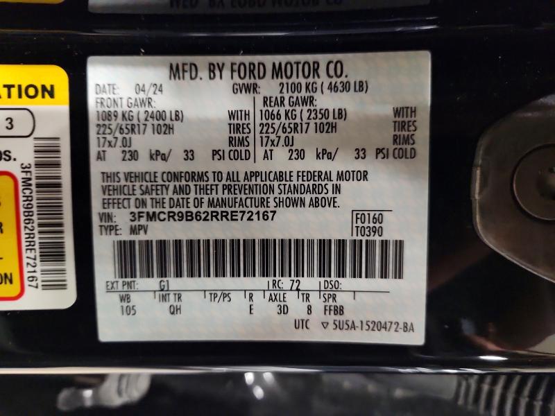 77947265 :رقم المزاد ، 3FMCR9B62RRE72167 vin ، 2024 Ford Bronco Spo مزاد بيع