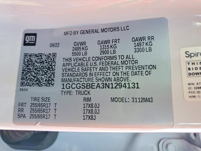 Продажа на аукционе авто 2022 Chevrolet Colorado, vin: 1GCGSBEA3N1294131, номер лота: 78506975