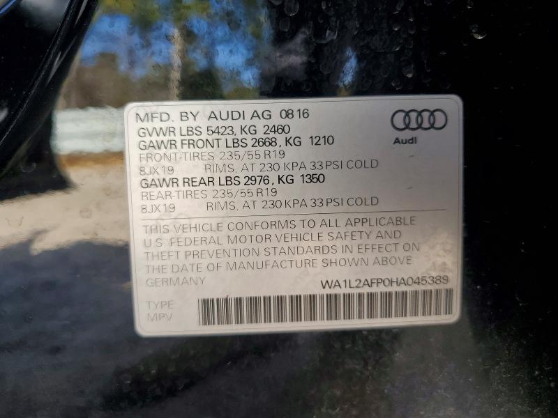 2017 Audi Q5 მანქანა იყიდება აუქციონზე, vin: WA1L2AFP0HA045389, აუქციონის ნომერი: 78750725