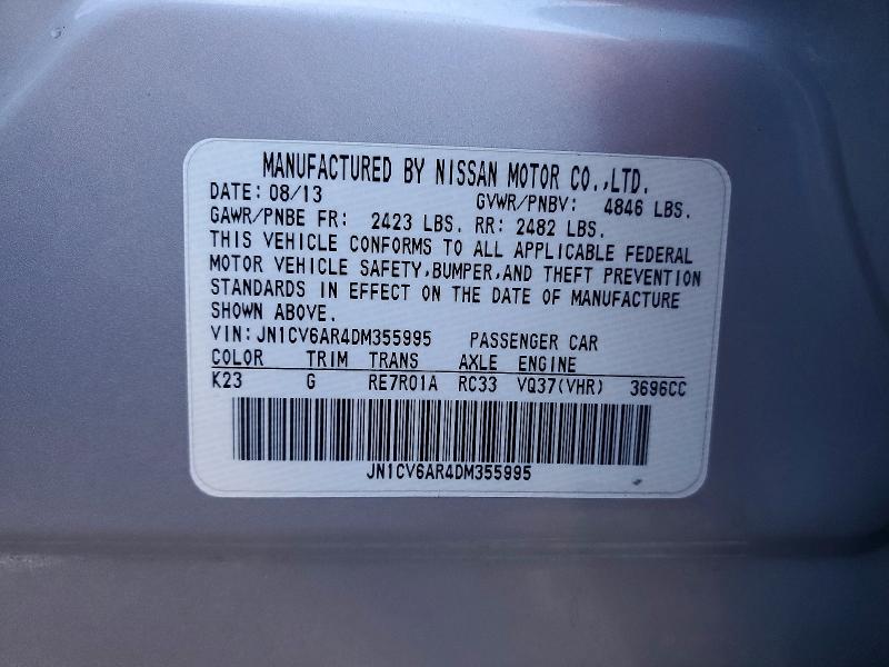 2013 Infiniti G37 მანქანა იყიდება აუქციონზე, vin: JN1CV6AR4DM355995, აუქციონის ნომერი: 77423535