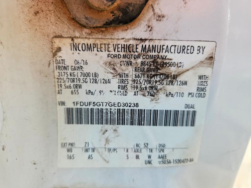 76269155 :رقم المزاد ، 1FDUF5GT7GED30238 vin ، 2016 Ford F550 Super مزاد بيع