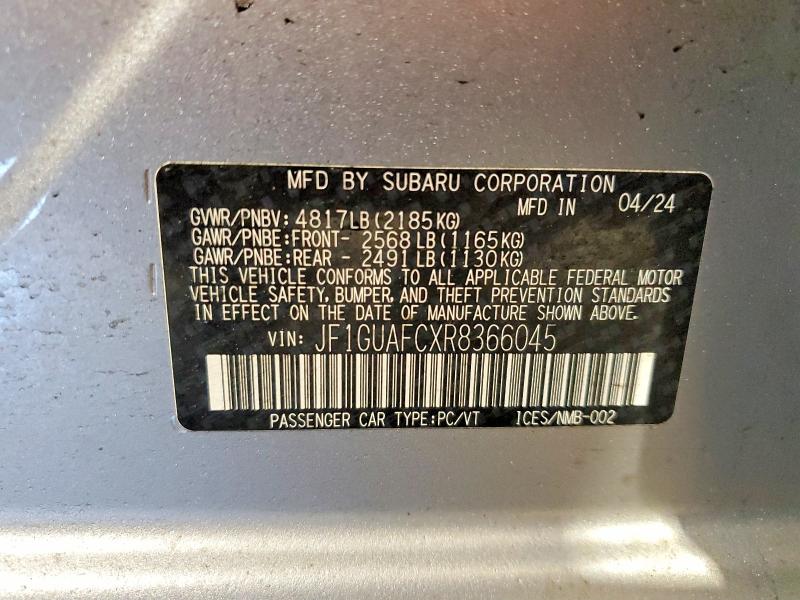 Aukcja sprzedaży 2024 Subaru Impreza, vin: JF1GUAFCXR8366045, numer aukcji: 77775205