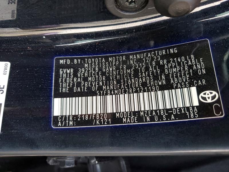 77211565 :رقم المزاد ، 5YFB4MDE2RP121190 vin ، 2024 Toyota Corolla مزاد بيع