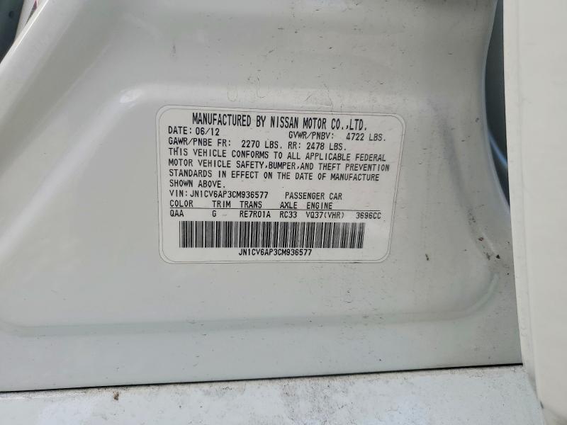 Aukcja sprzedaży 2012 Infiniti G37 Sedan, vin: JN1CV6AP3CM936577, numer aukcji: 79237485