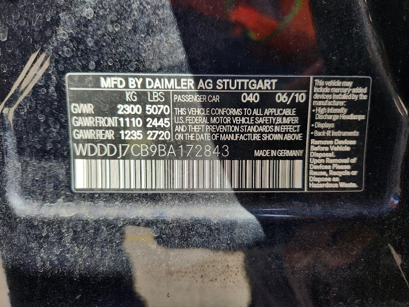 78458075 :رقم المزاد ، WDDDJ7CB9BA172843 vin ، 2011 Mercedes-benz Cls مزاد بيع